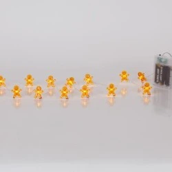 20 mini led μπισκότάνθρωπος σε θερμό λευκό φως, μπαταρία 3xΑΑ, χρονοδιακόπτη & ασημί χάλκινο καλώδιο IP20