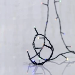 96 led λαμπάκια σε σειρά πολύχρωμο φως με ηλιακό συλλέκτη & αισθητήρα φωτός, σταθερό/flash πρόγραμμα,πράσινο pvc καλώδιο IP44