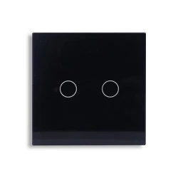 Smart Wi-Fi Γυάλινο πάνελ διπλού διακόπτη αφής σε μαύρο χρώμα για έλεγχο φωτισμού μέσω smartphone 85x85x10mm wifi & zigbee