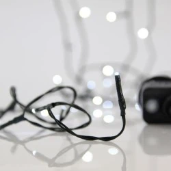100 led λαμπάκια ρεύματος 8 προγράμματα & μνήμη  ψυχρό χρώμα φωτός &  πράσινο pvc καλώδιο IP44 προέκταση παροχής 3m
