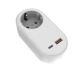 Αντάπτορας σούκο με 2 USB (Type-C + Type-A) λευκός με προστασία επαφών