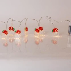 10 led με σχέδιο πλαστικό άγιο Βασίλη σε θερμό λευκό φως με μπαταρία 3xΑΑ,χρονοδιακόπτη & διάφανο pvc καλώδιο  IP20