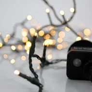50 led λαμπάκια σε σειρά με θερμό φως 8 προγράμματα & μνήμη, πράσινο καλώδιο και 4,5v μετασχηματιστή IP44