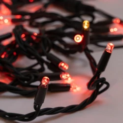 Σειρά 100 LED 5mm με κάλυμμα 230V, 90 κόκκινα & 10 θερμά λευκά Flash LED, πράσινο καουτσούκ καλώδιο, επεκτάσεις έως 9 σετ, IP65