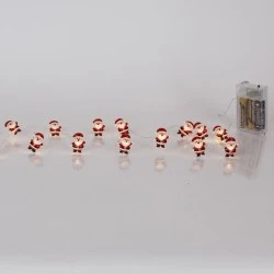 20 mini led σε σχέδιο άγιος Βασίλης θερμό λευκό φως ,μπαταρία 3xΑΑ, χρονοδιακόπτη & ασημί χάλκινο καλώδιο IP20