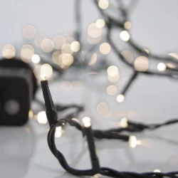 400 led λαμπάκια σε σειρά απαλό λευκό με 8 προγράμματα & μνήμη, μετασχηματιστή 31v ,πράσινο pvc καλώδιο IP44