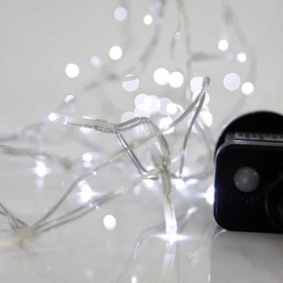 100 led λαμπάκια ρεύματος με 8 προγράμματα & μνήμη με δι΄άφανο pvc καλώδιο ψυχρό λευκό led ανά 5cm προέκταση παροχής 3m IP44