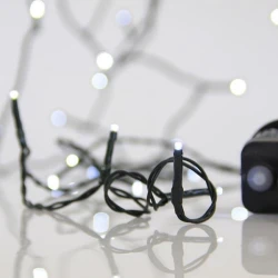 180 LED λαμπάκια σε σειρά με λευκό φως 8 προγράμματα & μνήμη, πράσινο PVC καλώδιο και 31V μετασχηματιστή, ανά 5cm, παροχή 3m IP44