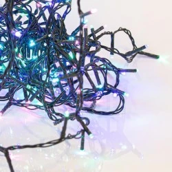Πολύχρωμα λαμπάκια σε σειρά 50 led  με 8 προγράμματα & μνήμη 4,5v μετασχηματιστή και πράσινο pvc καλώδιο ip44