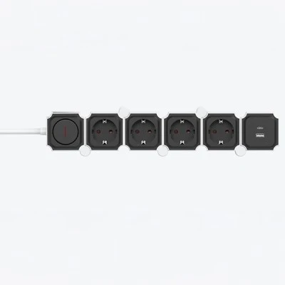 Πολύπριζο 4 Θέσεων με 2 USB (Type A & Type C) Σπαστό με Διακόπτη & Καλώδιο 2m 3x1.5mm² 16A