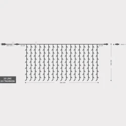 Κουρτίνα 240 LED 3mm 31V με μετασχηματιστή, λευκό φως, διάφανο PVC καλώδιο, 4 επεκτάσεις έως 3 σετ, IP44 200x100cm