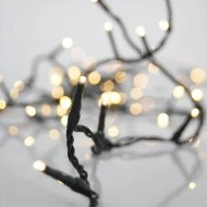 40 LED λαμπάκια 3mm σε σειρά σταθερo πράσινο PVC καλώδιο σε θερμό λευκό χρώμα φωτός ανά 7,5cm & προέκταση παροχής 3m IP44
