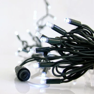 100 led λαμπάκια με τροφοδοσία ρεύματος ψυχρό λευκό χρώμα φωτός εππεκτάσιμα με προέκταση παροχής 150cm IP65