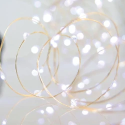 50 mini LED λαμπάκια μπαταρίας 3xAA με λευκό φως, ασημί χάλκινο καλώδιο και IP20