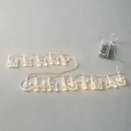 Γιρλάντα MERRY CHRISTMAS με 14 led διάφανα γράμματα σε θερμό λευκό led, μπαταρία 2xΑΑ, χρονοδιακόπτη & διάφανο pvc καλώδιο IP20
