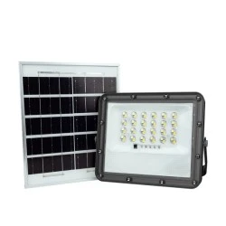 Προβολέας LED SMD ηλιακός αλουμινίου 50W 3CCT IP66 μαύρος με μπαταρία και τηλεχειριστήριο PLUS