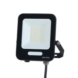 Προβολέας led smd 30W ψυχρό φως 6500K plus 3600lm 160-265V με γωνία δέσμης 120° μαύρος IP66 στεγανός