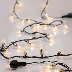 200 led σε σειρά θερμό λευκό φως 4 επεκτάσεις έως 3 σετ, με 31v μετασχηματιστή & πράσινο pvc καλώδιο IP44