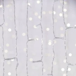 500 flash led λαμπάκια κουρτίνα σε λευκό φως με 4 επεκτάσεις έως 3 σετ, 31v μετασχηματιστή & διάφανο pvc καλώδιο IP44