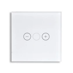 Smart Wi-Fi Γυάλινο πάνελ διακόπτη dimmer (ροοστάτης) αφής σε άσπρο χρώμα για έλεγχο φωτισμού μέσω smartphone 85x85x10mm wifi & zigbee