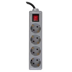 Πολύμπριζο ασφαλείας 4 θέσεων 3680W ασημί με καλώδιο 2m και διακόπτη IP20 Πολύμπριζο ασφαλείας 4 θέσεων 3680W ασημί με καλώδιο 2m και διακόπτη IP20