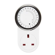 Χρονοδιακόπτης πρίζας τύπου UK 24 ώρες 13Α 240V με προστασία επαφών IP20 σε λευκό χρώμα Χρονοδιακόπτης πρίζας τύπου UK 24 ώρες 13Α 240V με προστασία επαφών IP20 σε λευκό χρώμα