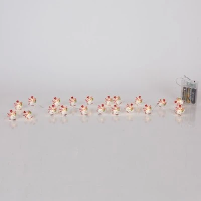 20 mini led σχέδιο χιονάνθρωπος σε θερμό λευκό φως, μπαταρία 3xΑΑ, χρονοδιακόπτη & ασημί χάλκινο καλωδιο IP20