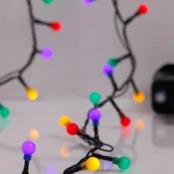 100 led σε σειρά πολύχρωμες μίνι μπάλες με 31v μετασχηματιστή, 8 προγράμματα, μνήμη & πράσινο pvc καλώδιο IP44 100 led σε σειρά πολύχρωμες μίνι μπάλες με 31v μετασχηματιστή, 8 προγράμματα, μνήμη & πράσινο pvc καλώδιο IP44