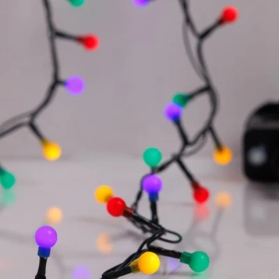 100 led σε σειρά πολύχρωμες μίνι μπάλες με 31v μετασχηματιστή, 8 προγράμματα, μνήμη & πράσινο pvc καλώδιο IP44 100 led σε σειρά πολύχρωμες μίνι μπάλες με 31v μετασχηματιστή, 8 προγράμματα, μνήμη & πράσινο pvc καλώδιο IP44
