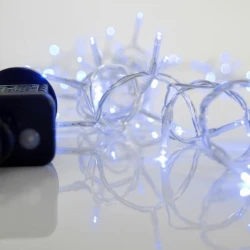 240 LED διακοσμητικά λαμπάκια 3mm με μετασχηματιστή 31V και 8 προγράμματα, διάφανο καλώδιο PVC, μπλε φως ανά 5cm, προέκταση παροχής 3m IP44