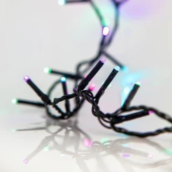 300 led λαμπάκια σε σειρά oπαλ χρωματιστό με 8 προγράμματα & μνήμη, μετασχηματιστή 31V & πράσινο pvc καλώδιο IP44