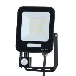Προβολέας led 30W smd 160-265V 3000K plus θερμό φως με περιστρεφόμενο ανιχνευτή κίνησης μαύρο χρώμα IP54 
