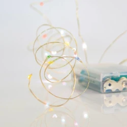 50 mini LED λαμπάκια μπαταρίας 3xAA με πολύχρωμο φως, ασημί χάλκινο καλώδιο και IP20