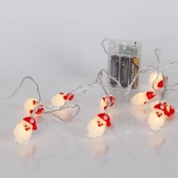 10 led σε σχέδιο άγιος Βασίλης θερμό λευκό φως με μπαταρία 3xΑΑ,χρονοδιακόπτη & διάφανο pvc καλώδιο IP20
