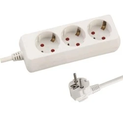 Πολύμπριζο ασφαλείας 3 θέσεων 16A 3680W με καλώδιο 1,5m & διατομή 3x1,5mm IP20 λευκό