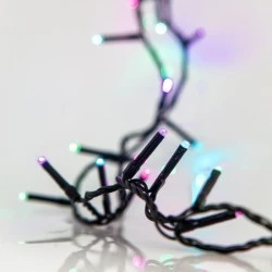 300 led λαμπάκια σε σειρά χρωματισ΄τό φως με 4 επεκτάσεις έως 3 σετ, 31v μετασχηματιστή & πράσινο pvc καλώδιο IP44