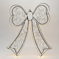 Φωτιζόμενος φιόγκος 36x45cm με 100 mini LED και θερμό λευκό COB LED, μετασχηματιστή, μαύρο μεταλλικό σκελετό και παροχή 3m IP44