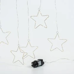 Κουρτίνα με 184 mini led, με 8 μεταλλικά αστέρια 12cm & μετασχηματιστή διάφανο καλώδιο day light led με διάσταση 155x175cm  IP44