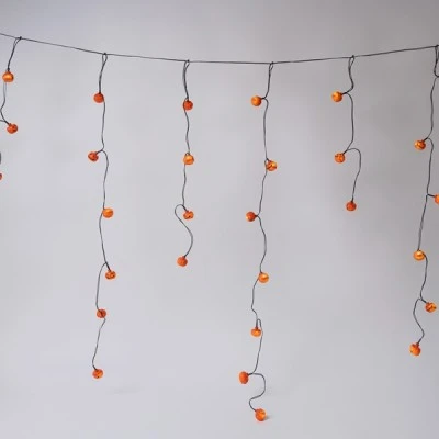 50 led κουρτίνα σχέδιο κολοκύθες halloween θερμό λευκό φως, μπαταρία 3xΑΑ, χρονοδιακόπτη & μαύρο pvc καλώδιο  IP20