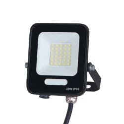 Προβολέας led smd 20W μαύρο χρώμα ψυχρό φως 6500Κ 2400lm plus με γωνία δέσμης 120° στεγανός IP66 