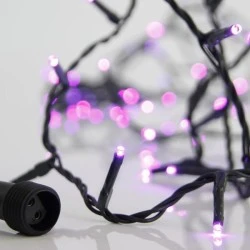 100 led λαμπάκια σε σειρά με μωβ χρώμα φωτός με τροφοδοσία ρεύματος 4 επεκτάσεις έως 3 σετ πράσινο pvc καλώδιο IP44