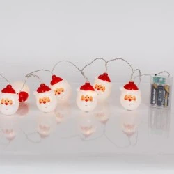 10 led σε σχέδιο άγιος Βασίλης θερμό λευκό φως με μπαταρία 3xΑΑ,χρονοδιακόπτη & διάφανο pvc καλώδιο  IP20