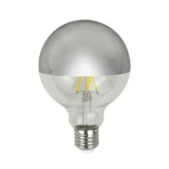 Λάμπα led γλόμπος G95 crossed filament 8W E27 3000K 220-240V dimmable αντεστραμένου καθρέπτη ασημί χρώμα