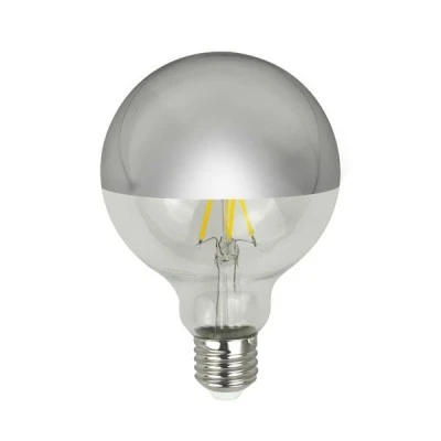 Λάμπα led γλόμπος G95 crossed filament 8W E27 3000K 220-240V dimmable αντεστραμένου καθρέπτη ασημί χρώμα