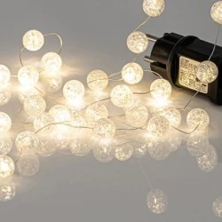 100 λαμπάκια mini led με ακρυλικές μπαλίτσες 2cm ρεύματος ασημί χάλκινο καλώδιο με θερμό χρώμα φωτός & προέκταση παροχής 3m IP44