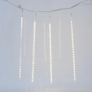 240 led κουρτίνα σε θερμό λευκό φως με 5 snowdrop 50cm, 4 επεκτάσεις ΄έως 3 σετ & 5v μετασχηματιστή IP44