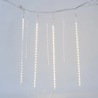 240 led κουρτίνα σε θερμό λευκό φως με 5 snowdrop 50cm, 4 επεκτάσεις ΄έως 3 σετ & 5v μετασχηματιστή IP44