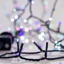 700 οπάλ χρωματιστά λαμπάκια led σε σειρά με 8 προγράμματα & μνήμη 31v μετασχηματιστή σε πράσινο pvc καλώδιο IP44