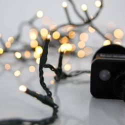 100 led λαμπάκια σε σειρά με θερμό φως 8 προγράμματα & μνήμη, πράσινο καλώδιο και 31v μετασχηματιστή IP44