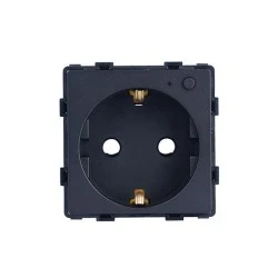 Smart wifi πρίζα σούκο 16A μαύρη με ένδειξη λειτουργίας μπουτόν on/off και μετρητή ρεύματος για παρακολούθηση μέσω smartphone